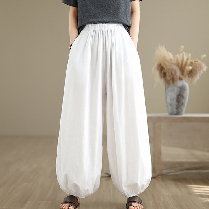 Buddha Stones Commute Summer Plain Women's Cotton Bloomers Pants With Pockets - image 8