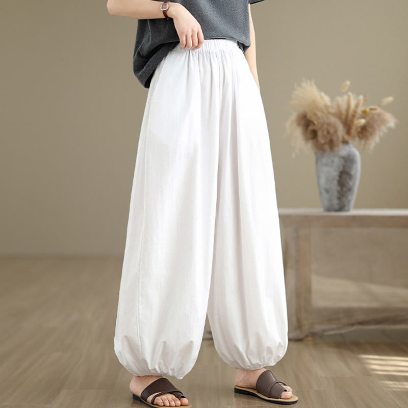 Buddha Stones Commute Summer Plain Women's Cotton Bloomers Pants With Pockets - image 9
