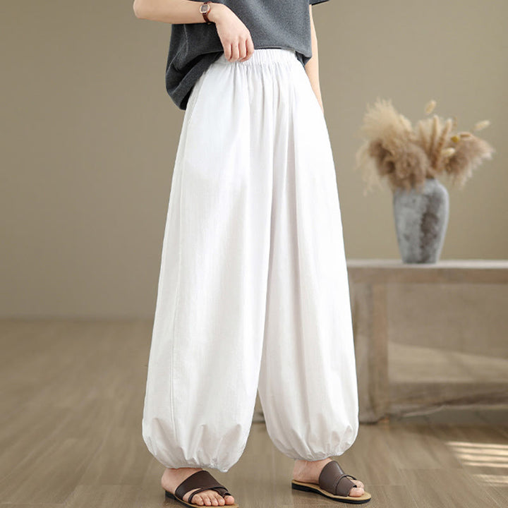 Buddha Stones Commute Summer Plain Women's Cotton Bloomers Pants With Pockets - image 9
