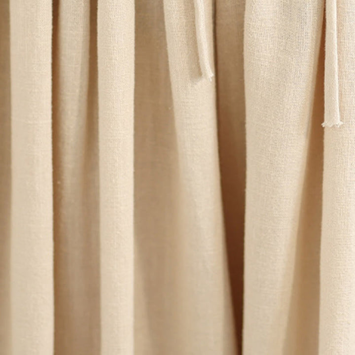 Buddha Stones Spring Embroidery Lace Hem Patchwork Drawstring Design Women's Wide Leg Cotton Pants With Pockets - image 6