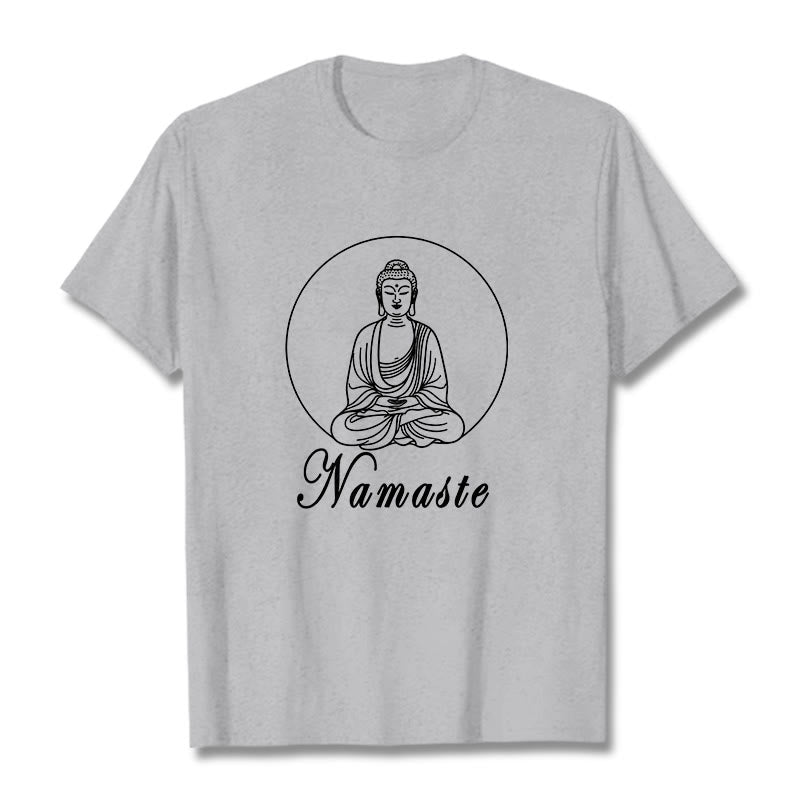 Buddha Stones NAMASTE Buddha Meditating Tee T-shirt - LightGrey - 2XL - image 20