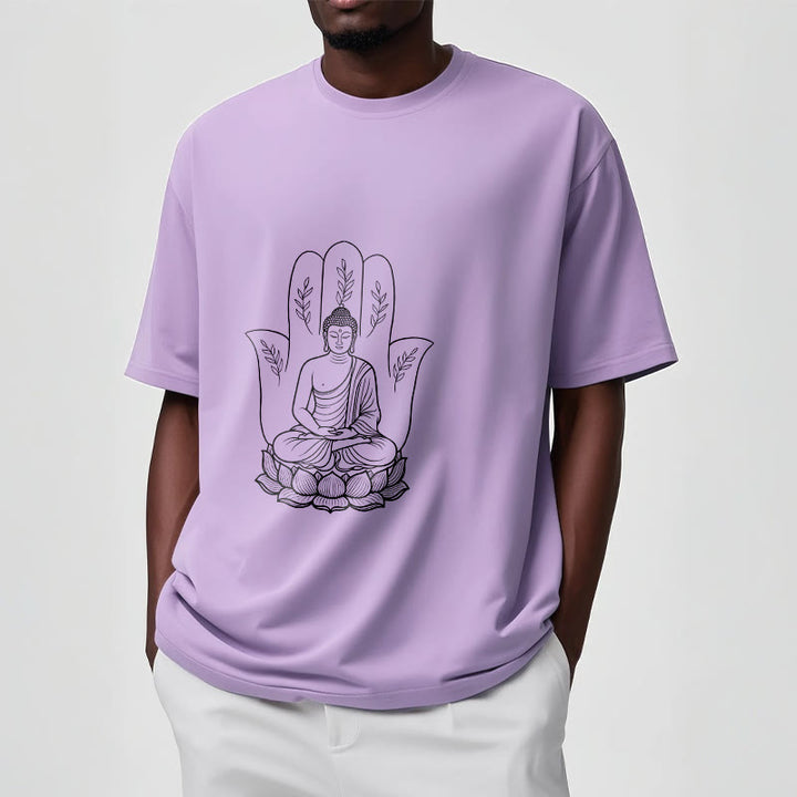 Buddha Stones Meditating Buddha Seated Hand Leaves Lotus Base Tee T-shirt - image 17