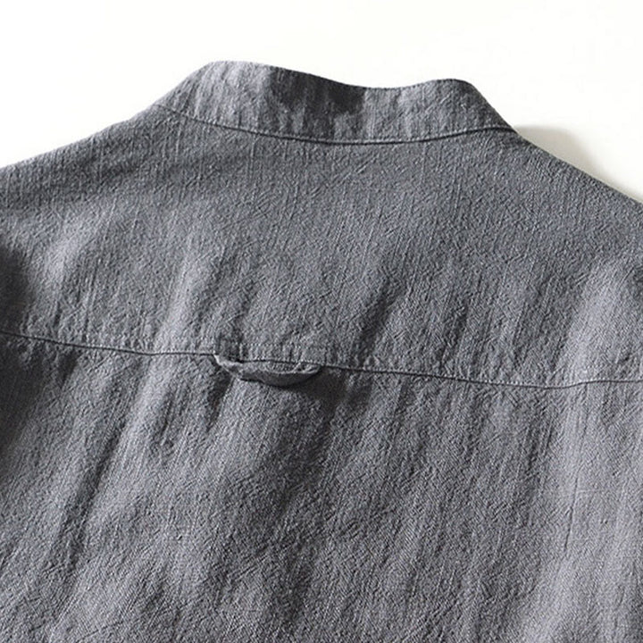 Buddha Stones Solid Color Men's Buttons Long Sleeve Cotton Linen Shirt With Pockets - image 18