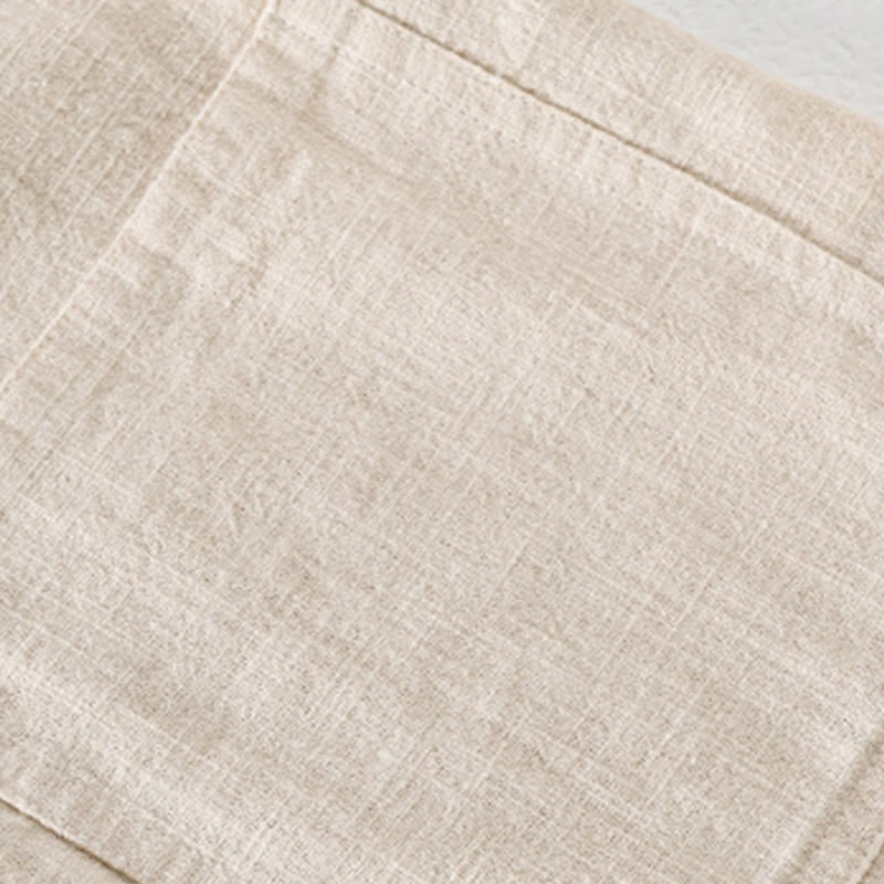 Buddha Stones Commute Fall Solid Color Lapel Men's Long Sleeve Cotton Linen Shirt With Pocket - image 6