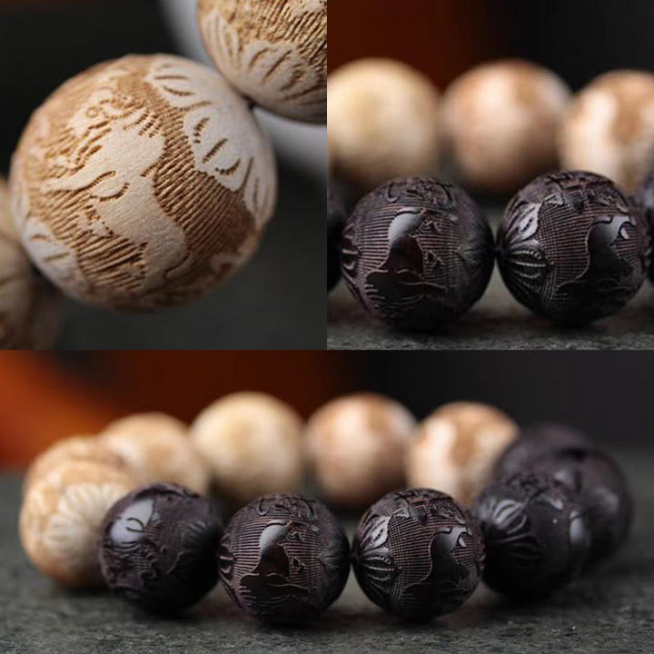 FREE Today: Peace Spirit Ebony Wood Camphor Wood Yin Yang Ox Engraved Bracelet