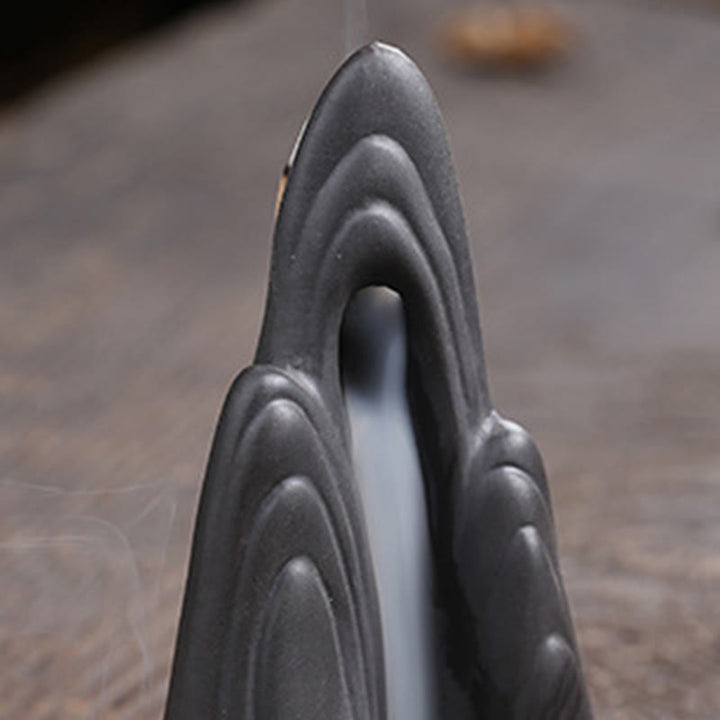 Buddha Stones Little Monk Mountains Flowing Water Purple Clay Ceramic Healing Backflow Incense Burner Decoration - image 8