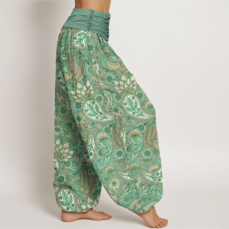 Buddha Stones Cashew Flower Peacock Sunflower Design Women's Elastic Waist Harem Pants - image 6