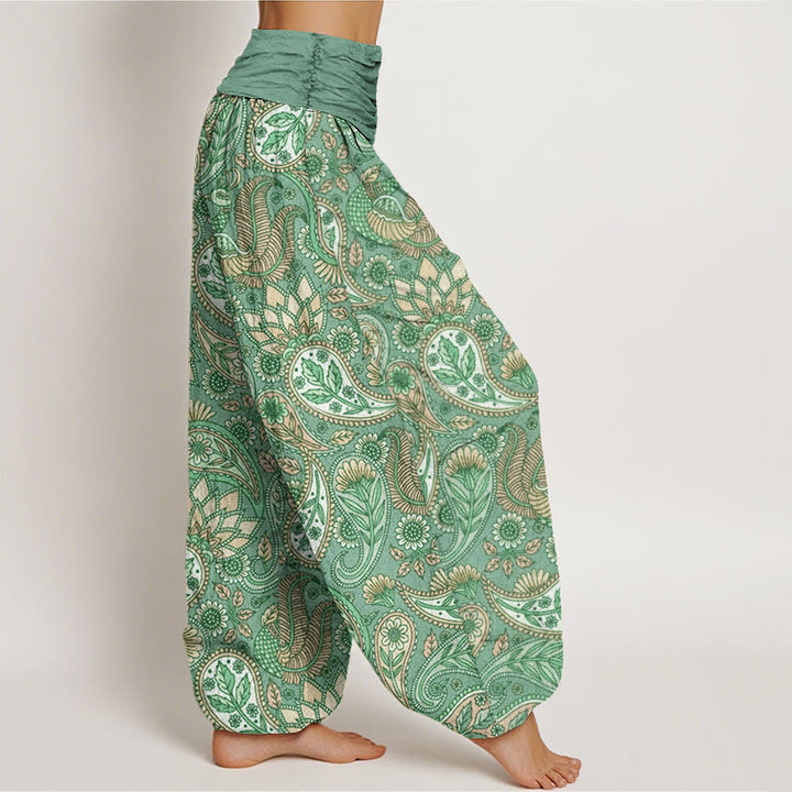 Buddha Stones Cashew Flower Peacock Sunflower Design Women's Elastic Waist Harem Pants - image 6