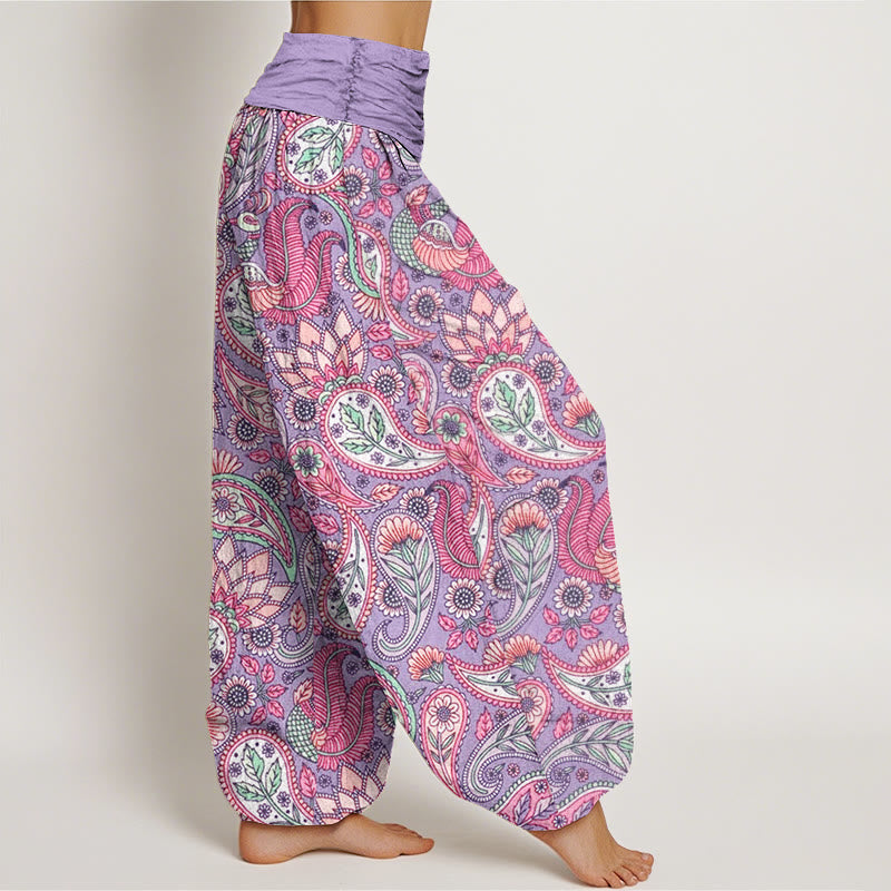 Buddha Stones Cashew Flower Peacock Sunflower Design Women's Elastic Waist Harem Pants - image 2