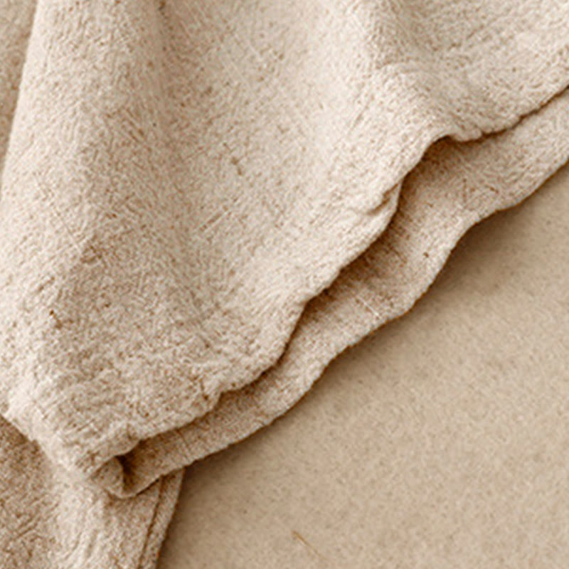 Buddha Stones Colorblock Side Slit  Frog-Button Cotton Linen Half Sleeve Women's Shirt With Pockets - image 5