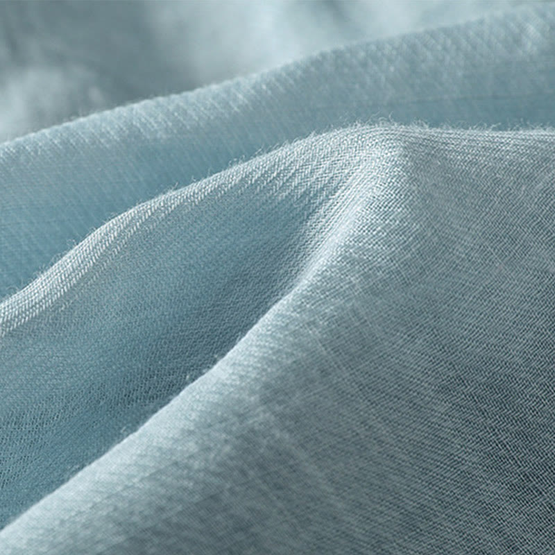 Buddha Stones Casual Embroidery Single Breasted Button Polyester Half Sleeve Women's V-neck Shirt - image 7