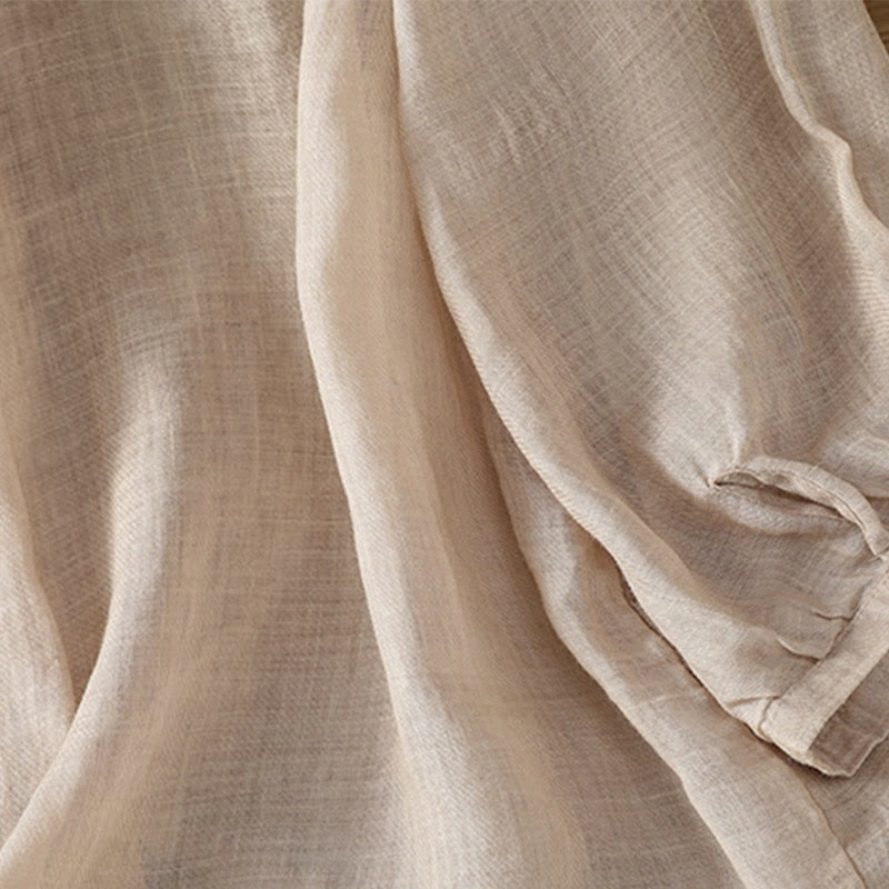 Buddha Stones Casual Embroidery Single Breasted Button Polyester Half Sleeve Women's V-neck Shirt - image 25