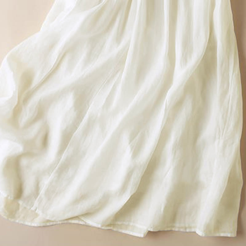 Buddha Stones Embroidery Geometry Nine-Quarter Sleeve Women's Midi Dress With Pockets - image 4