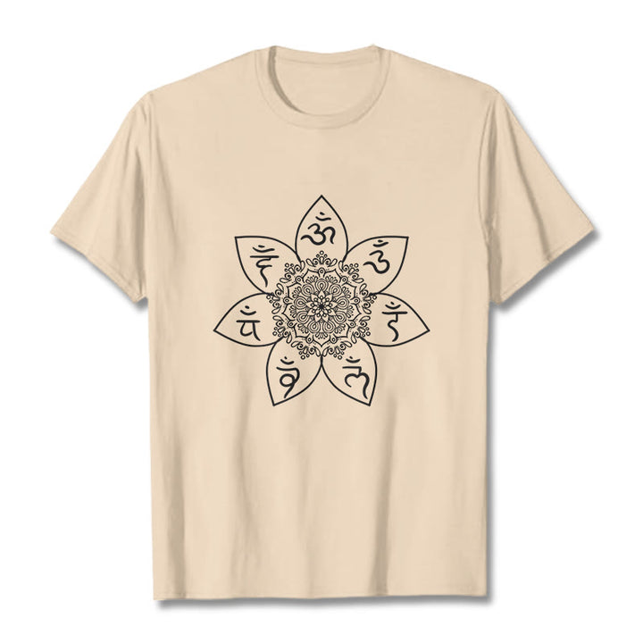 Buddha Stones Mandala Om Mani Padme Hum Pattern Tee T-shirt - Bisque - 2XL - image 10