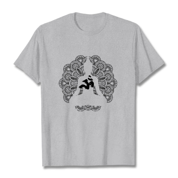 Buddha Stones Pure Color Mandala Om Symbol Pattern Tee T-shirt - LightGrey - 2XL - image 20
