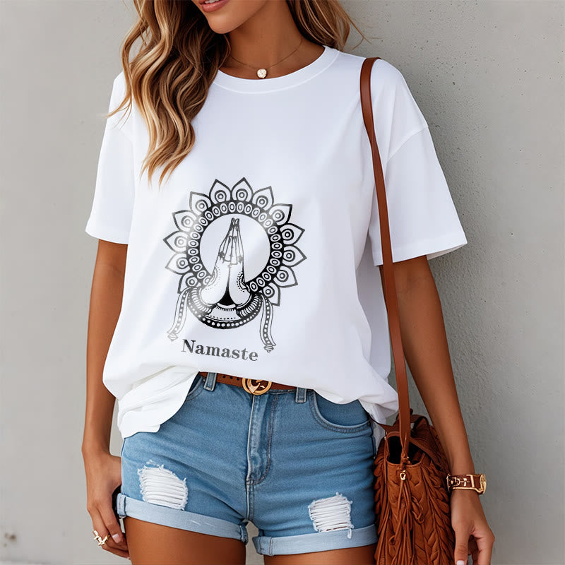 Buddha Stones Namaste Gesture Mandala Pattern Tee T-shirt - image 8