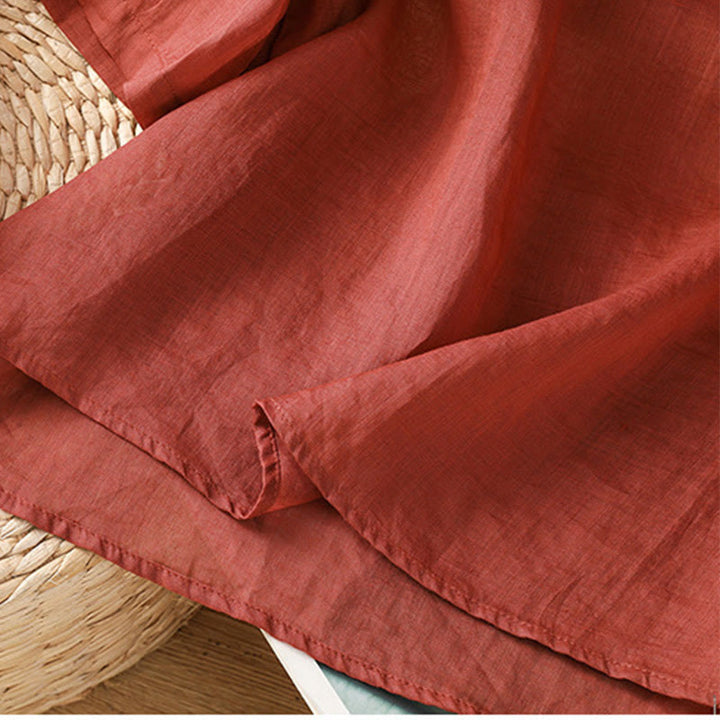 Buddha Stones Casual Embroidery Flowers Cotton Polyester Half Sleeve Women's Crew Neck Shirt - image 6