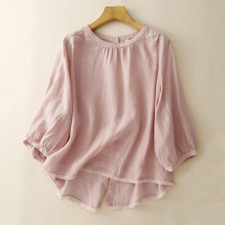 Buddha Stones Casual Plain Women's Crew Neck Design Cotton Polyester T-shirt - Pink - US14，UK/AU18，EU46 (2XL) - image 0