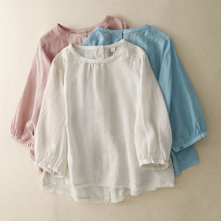 Buddha Stones Casual Plain Women's Crew Neck Design Cotton Polyester T-shirt - image 24