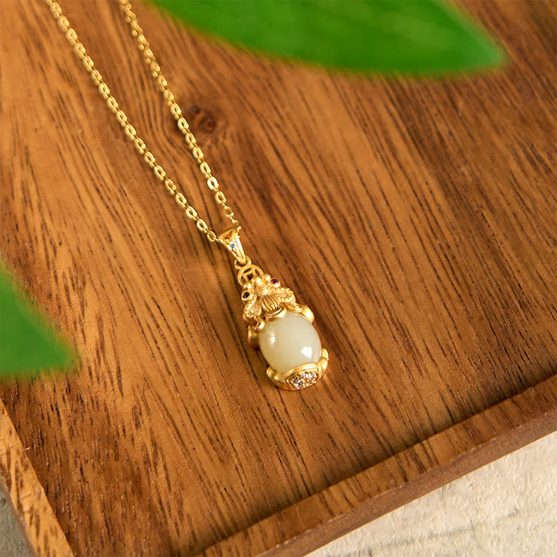 Buddha Stones White Jade PiXiu Wealth Luck Chain Necklace Pendant - image 2
