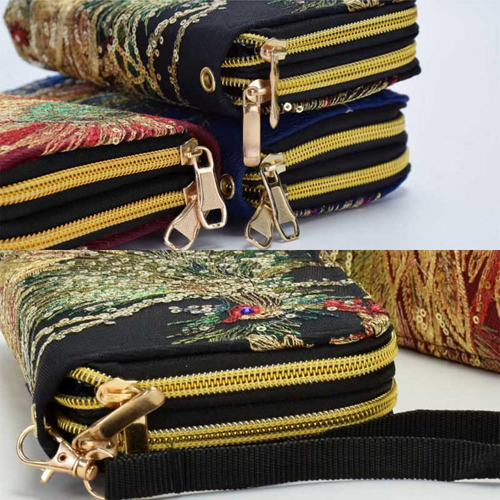 Peacock Double-sided Embroidery Cash Holder Wallet Shopping Purse