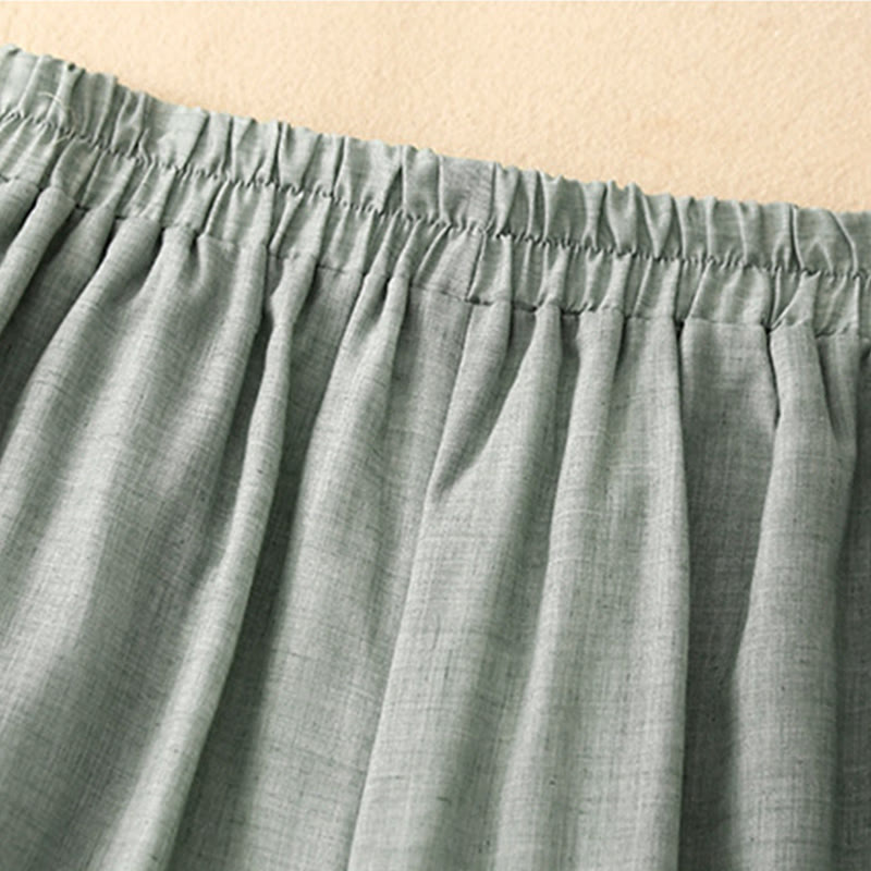 Buddha Stones Frog-Button Hem Slit Design Women's Wide Leg Cotton Linen Pants With Pockets - image 18