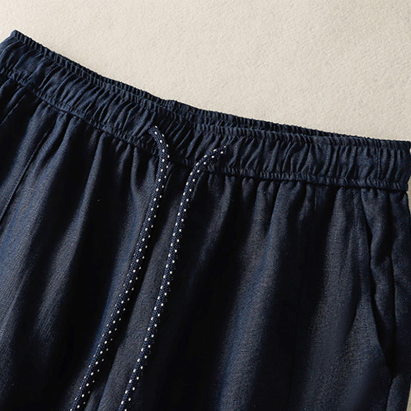 Buddha Stones Casual Embroided Bead Drawstring Women's Wide Leg Cotton Pants With Pockets - image 3