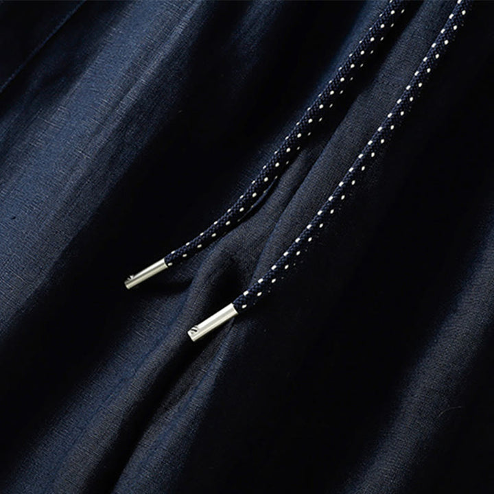 Buddha Stones Casual Embroided Bead Drawstring Women's Wide Leg Cotton Pants With Pockets - image 3