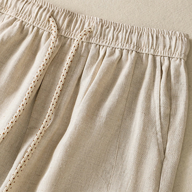 Buddha Stones Casual Embroided Bead Drawstring Women's Wide Leg Cotton Pants With Pockets - image 16