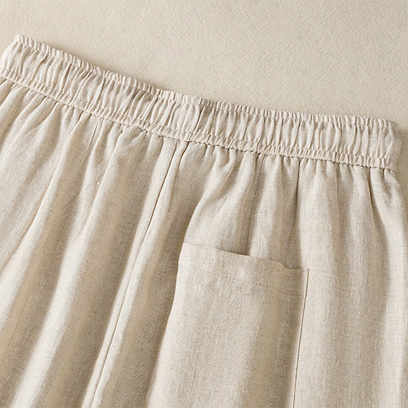 Buddha Stones Casual Embroided Bead Drawstring Women's Wide Leg Cotton Pants With Pockets - image 17