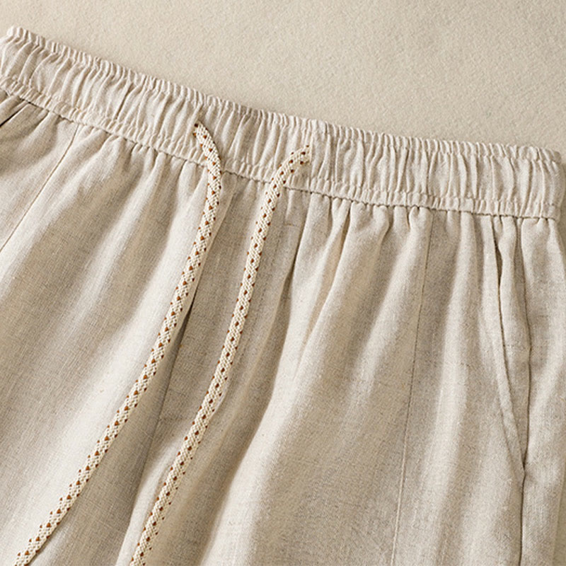 Buddha Stones Casual Embroided Bead Drawstring Women's Wide Leg Cotton Pants With Pockets - image 15