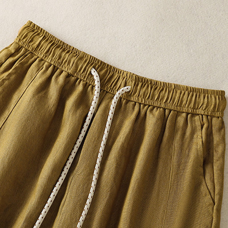 Buddha Stones Casual Embroided Bead Drawstring Women's Wide Leg Cotton Pants With Pockets - image 10