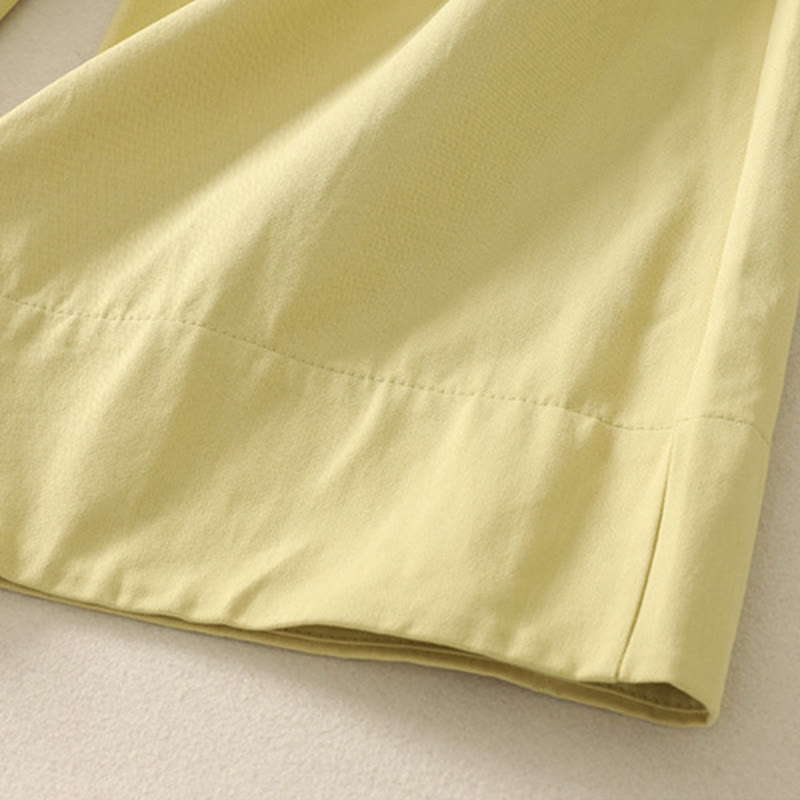 Buddha Stones Daily Solid Color Lace Belt Women's Wide Leg Cotton Pants With Pockets - image 27