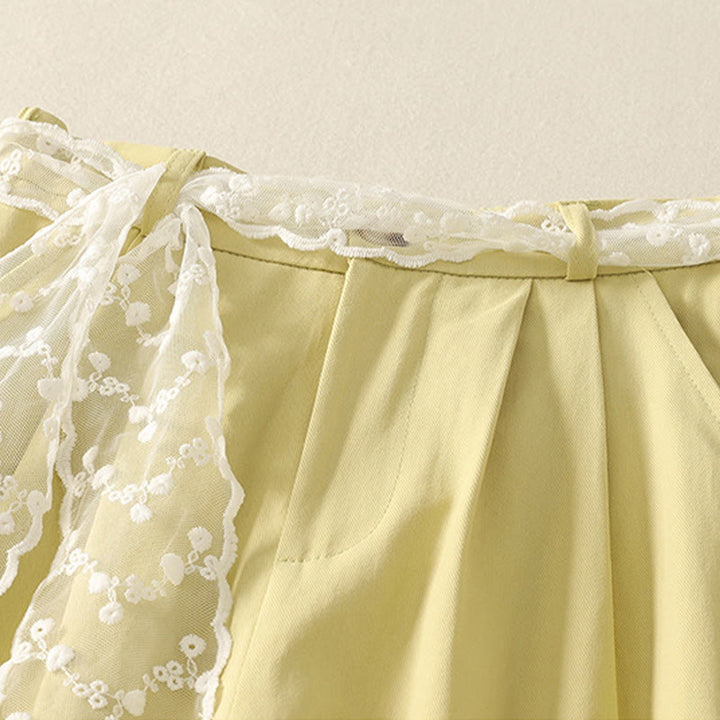 Buddha Stones Daily Solid Color Lace Belt Women's Wide Leg Cotton Pants With Pockets - image 23