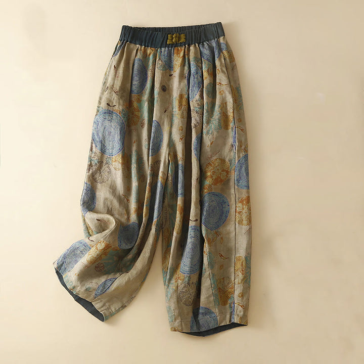 Buddha Stones Retro Casual Chinese Frog-Button Design Women's Harem Pants With Pockets - SteelBlue - US8-10，UK/AU12-14，EU40-42 (2XL) - image 6