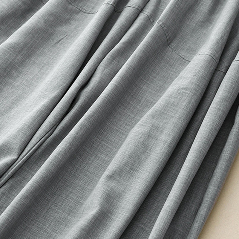 Buddha Stones Plain LightSteelBlue Women's Wide Leg Cotton Linen Pants With Pockets - image 6