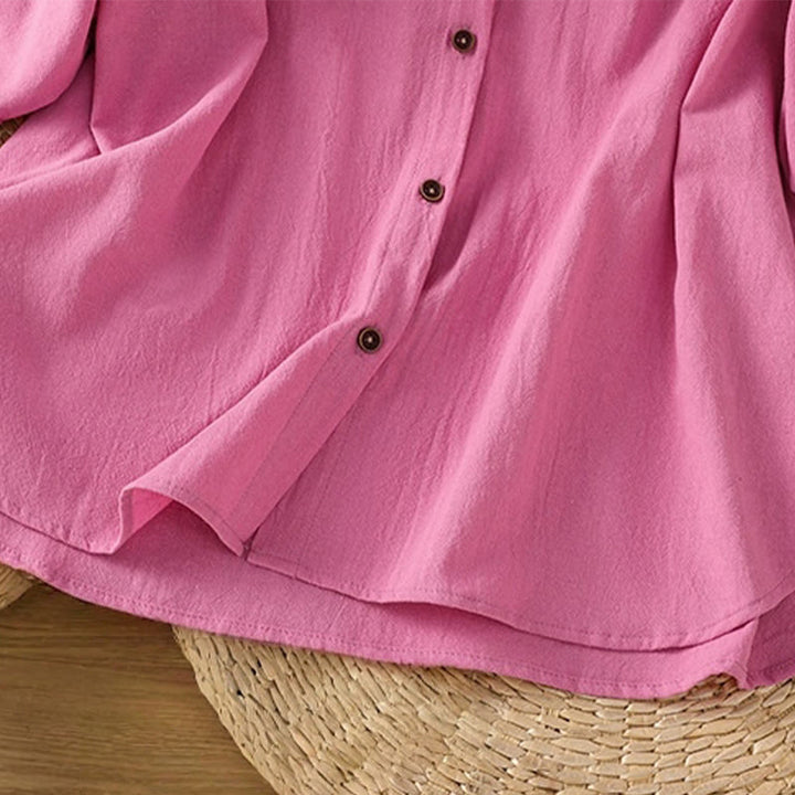 Buddha Stones Casual Plain Buttons Half Sleeve Women's Cotton Linen Shirt With Pocket - image 38