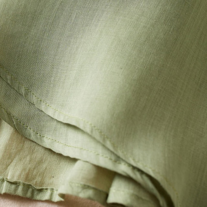 Buddha Stones Retro Plain Fake Two Pieces Button Half Sleeve Design Women's Cotton Linen Shirt - image 27