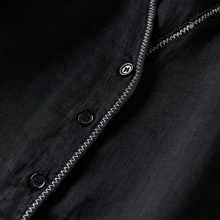 Buddha Stones Retro Plain Fake Two Pieces Button Half Sleeve Design Women's Cotton Linen Shirt - image 31