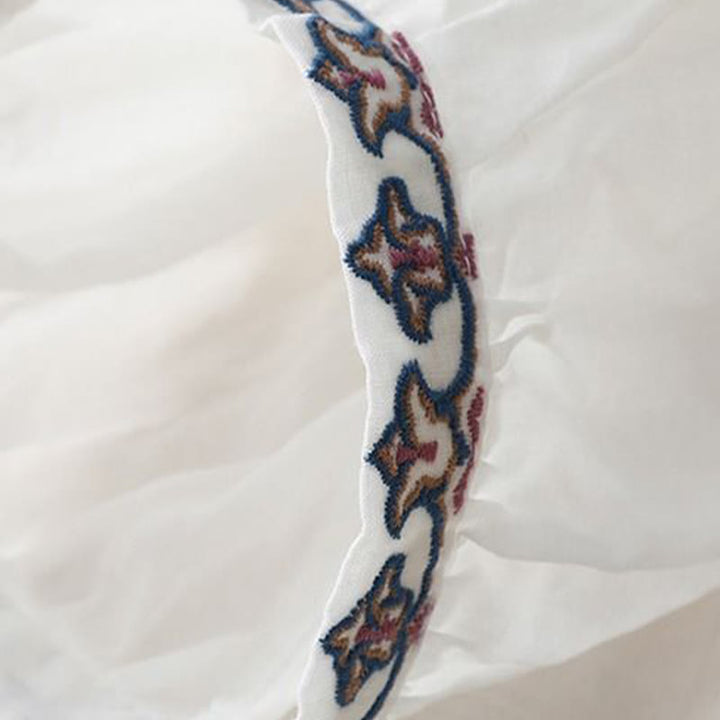 Buddha Stones Summer Embroided Three Quarter Lantern Sleeve Women's Cotton Linen T-Shirt - image 11