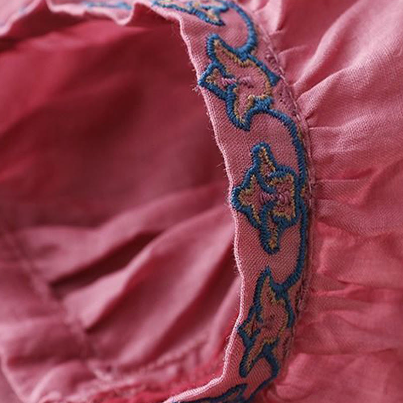 Buddha Stones Summer Embroided Three Quarter Lantern Sleeve Women's Cotton Linen T-Shirt - image 14