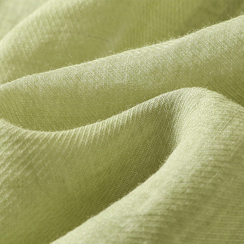 Buddha Stones Embroidery Single Breasted Women's Cotton Linen Three Quarter Sleeve Shirt - image 9