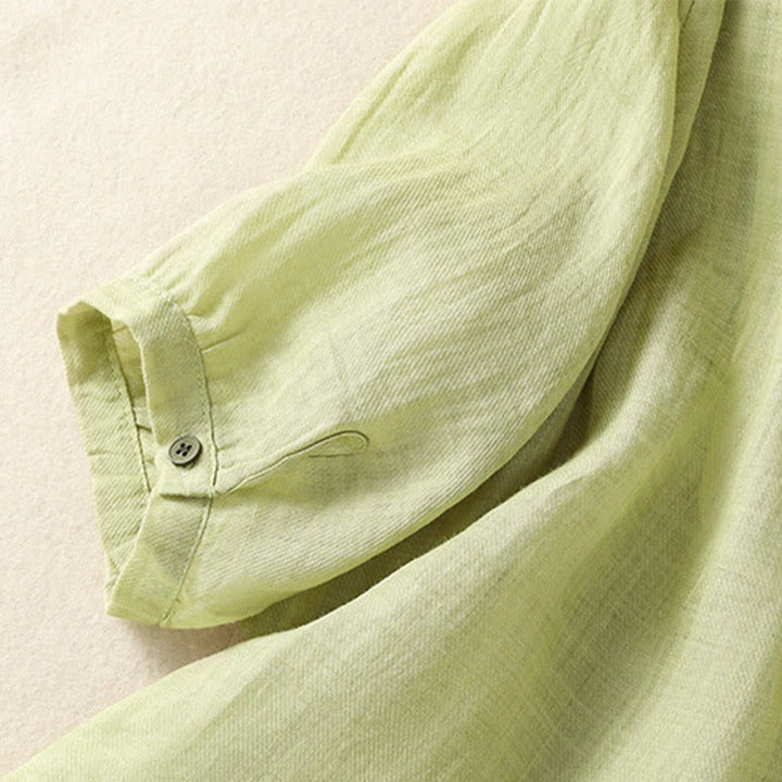 Buddha Stones Embroidery Single Breasted Women's Cotton Linen Three Quarter Sleeve Shirt - image 7