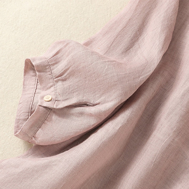 Buddha Stones Embroidery Single Breasted Women's Cotton Linen Three Quarter Sleeve Shirt - image 15