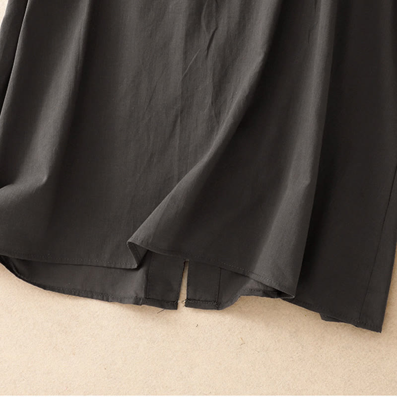 Buddha Stones Summer Pure Color Ruffled Pleated Design Women's Cotton Short Sleeve Shirt - image 8