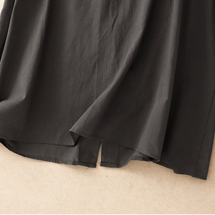 Buddha Stones Summer Pure Color Ruffled Pleated Design Women's Cotton Short Sleeve Shirt - image 8