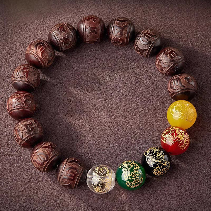 FREE Today: Protection and Calm Small Leaf Red Sandalwood Five Directions Gods of Wealth Bracelet