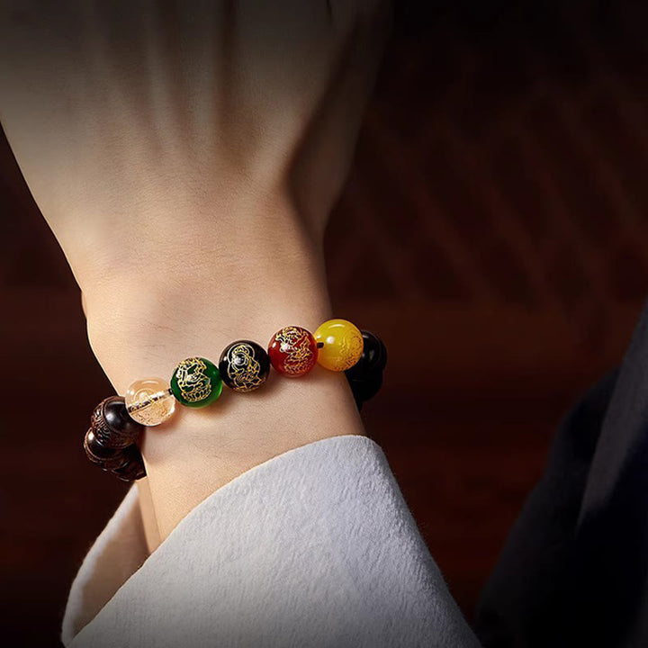 FREE Today: Protection and Calm Small Leaf Red Sandalwood Five Directions Gods of Wealth Bracelet