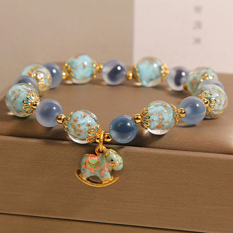 FREE Today: Harmony Strength Natural Candy Agate White Crystal Horse Bracelet