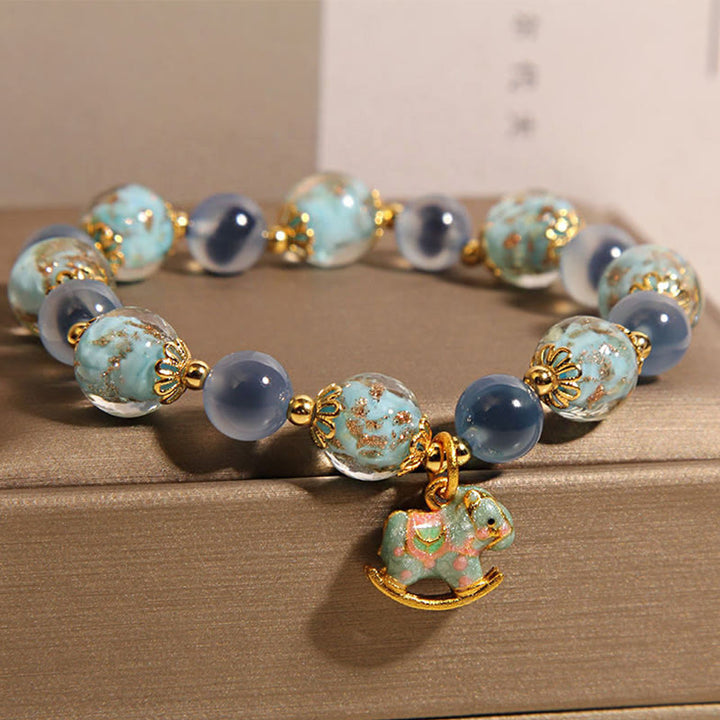 FREE Today: Harmony Strength Natural Candy Agate White Crystal Horse Bracelet